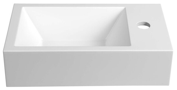 Sapho Sapho, AMAROK öntött márvány mosdókagyló 40x11x22cm, fehér, csaptelep a jobb oldalon, AR500