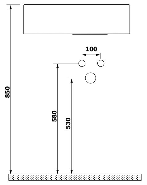 Sapho Sapho, AMAROK öntött márvány mosdó 40x11x22cm, fehér, bal csaptelep, AR400