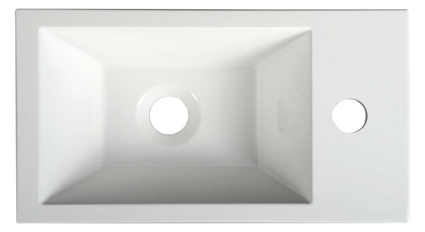 Sapho Sapho, AMAROK öntött márvány mosdókagyló 40x11x22cm, fehér, csaptelep a jobb oldalon, AR500