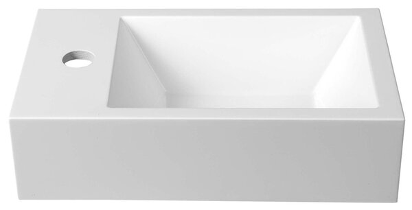 Sapho Sapho, AMAROK öntött márvány mosdó 40x11x22cm, fehér, bal csaptelep, AR400