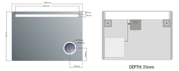 Sapho Sapho, ASTRO LED háttérvilágítású tükör 1000x700mm, kozmetikai tükör, MIRL4
