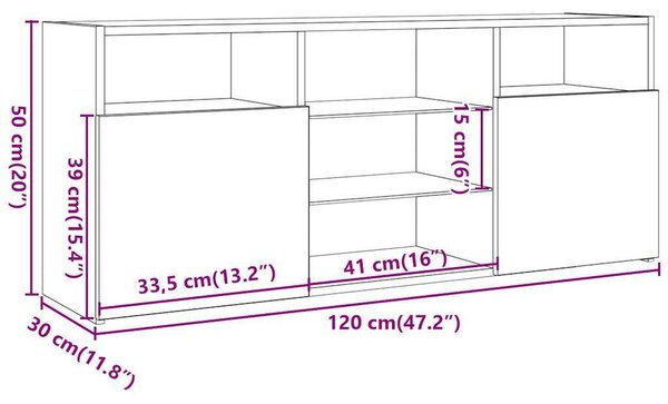 VidaXL Tölgyfa TV Szekrény LED-del - 120cm