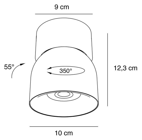 Nordlux Downlight Pitcher, fekete/sárgaréz, 1 izzó, fém, GU10, dimmelhető, Fekete, Nappali / Étkező, fém, Modern