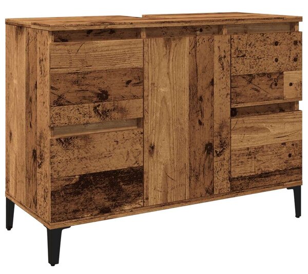 Vidaxl Antik Fa Mosdószekrény 80cm