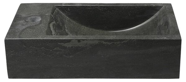 Sapho Sapho, BLOK kő mosdó 40x10x22 cm, lyuk bal, fekete antracit, 2401-38