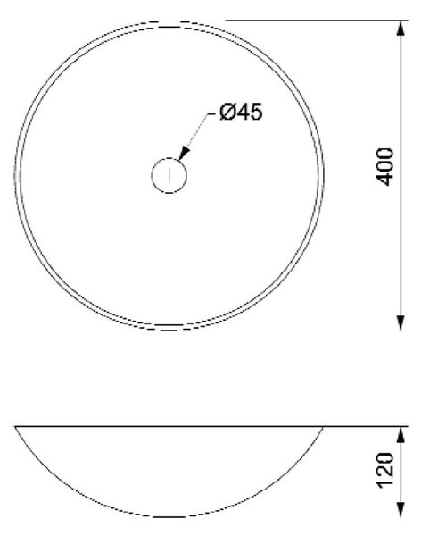 Sapho Sapho, BLOK 1 kő mosdó átmérője 40cm, matt sötét kő, 2401-02
