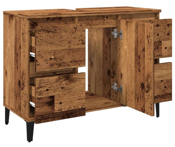 Vidaxl Antik Fa Mosdószekrény 80cm