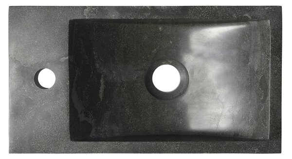 Sapho Sapho, BLOK kő mosdó 40x10x22 cm, lyuk bal, fekete antracit, 2401-38