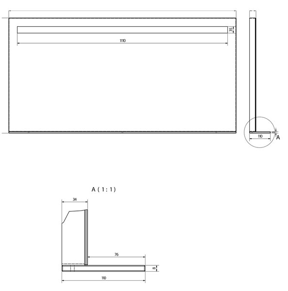 Sapho Sapho, BRETO LED háttérvilágítású tükör, üvegpolc, 1200x608mm, BT120