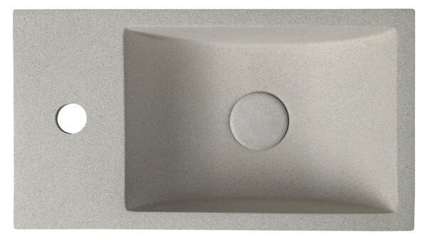 Sapho Sapho, CREST L beton mosdó lefolyóval, 40x22 cm, fehér homokkő, AR410