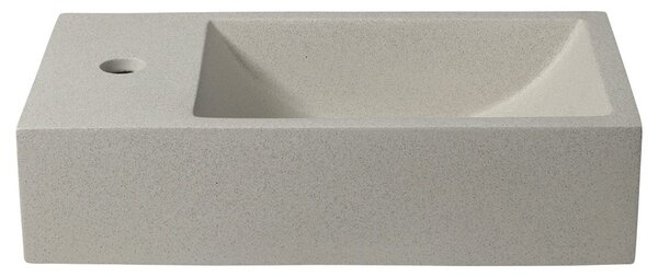 Sapho Sapho, CREST L beton mosdó lefolyóval, 40x22 cm, fehér homokkő, AR410