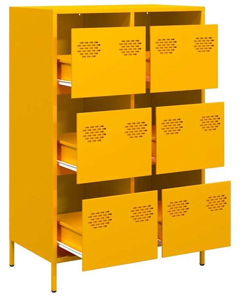 VidaXL Fém Fiókos Szekrény - Mustársárga - 6 Fiókos - 68x39x101,5cm