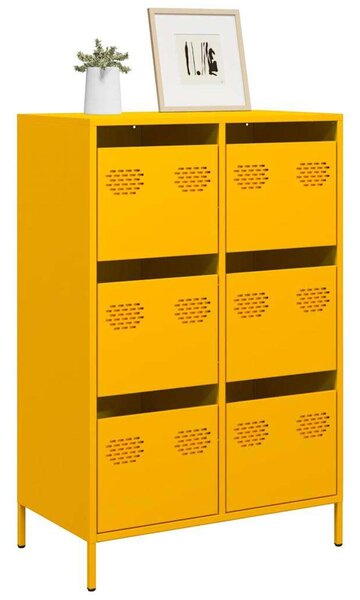 VidaXL Fém Fiókos Szekrény - Mustársárga - 6 Fiókos - 68x39x101,5cm