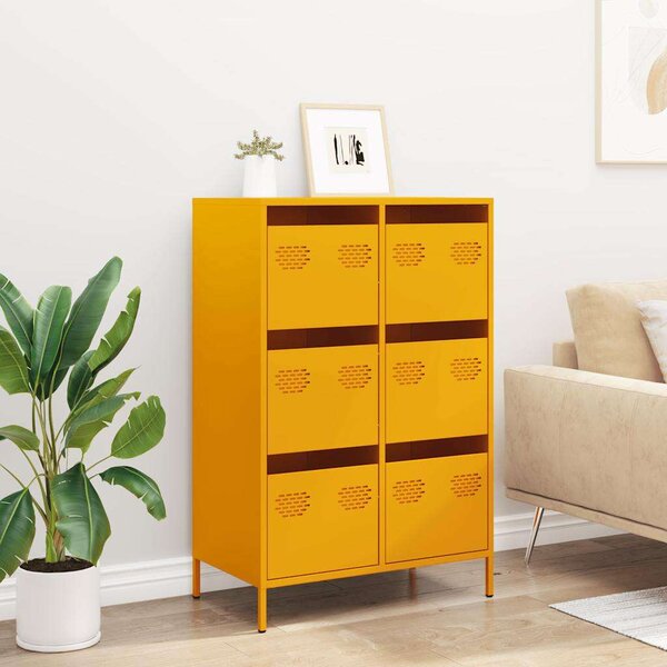 VidaXL Fém Fiókos Szekrény - Mustársárga - 6 Fiókos - 68x39x101,5cm