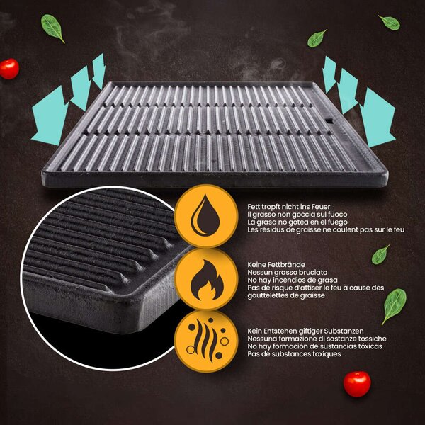 Grilltálca kétoldalas grill lap 45,5x35 cm antracit 308049