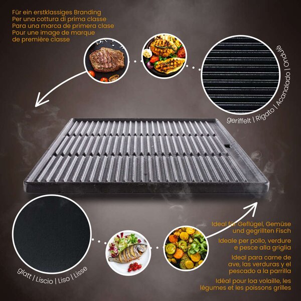 Grilltálca kétoldalas grill lap 45,5x35 cm antracit 308049