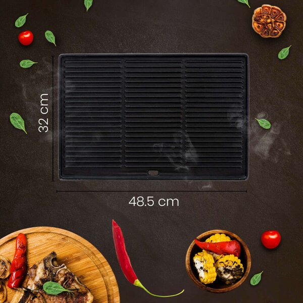 Grilltálca kétoldalas grill lap 48,5x32cm öntöttvas antracit 161579745