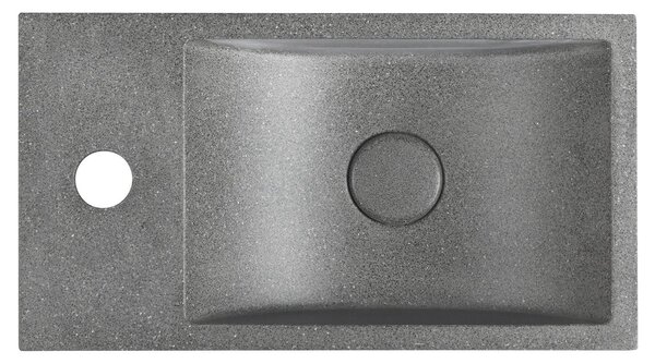 Sapho Sapho, CREST L beton mosdó lefolyóval, 40x22 cm, fekete gránit, AR403