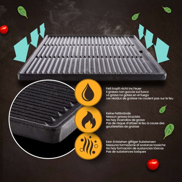 Grilltálca kétoldalas grill lap 48,5x32cm öntöttvas antracit 161579745