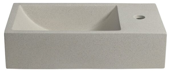 Sapho Sapho, CREST R beton mosdó lefolyóval, 40x22 cm, fehér homokkő, AR413