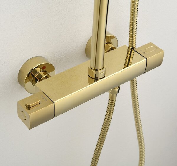 Sapho Sapho, DAKAR teleszkópos zuhanyoszlop termosztatikus csapteleppel, arany, SZ139