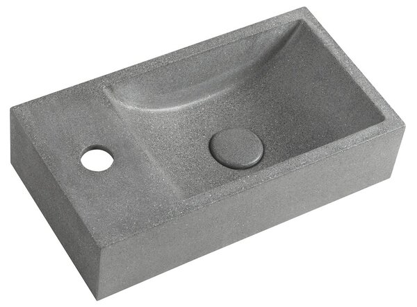Sapho Sapho, CREST L beton mosdó lefolyóval, 40x22 cm, fekete gránit, AR403