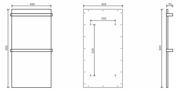 Sapho Sapho, ELMIS Elektromos törölközőtartó 400x800mm, 120W, alumínium, antracit, EB430