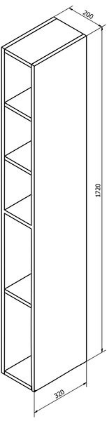 Sapho Sapho, ESPACE nyitott polcos szekrény 20x172x32cm, fehér (ESP100), ESC100-3030