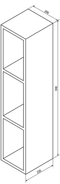 Sapho Sapho, ESPACE nyitott polcos szekrény 20x94x22cm, fehér (ESP130), ESC130-3030