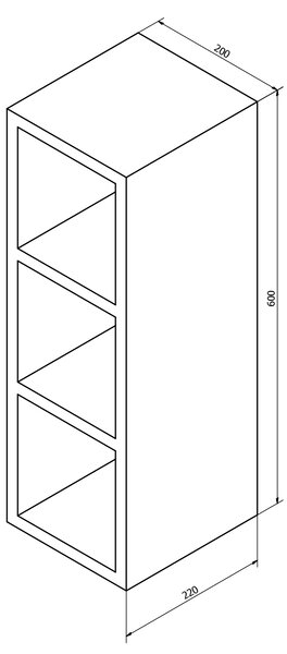 Sapho Sapho, ESPACE nyitott polcos szekrény 20x60x22cm, fehér (ESP140), ESC140-3030