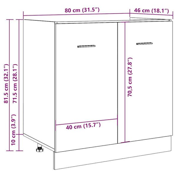 Vidaxl Konyhaszekrény - Antik Fa - 80x46x81,5cm