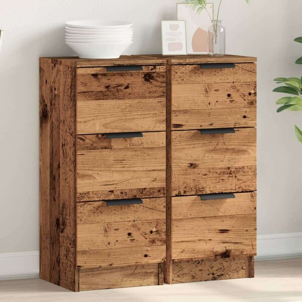 VidaXL Antik Fa Tálalószekrény - 2 db - 30x30x70 cm