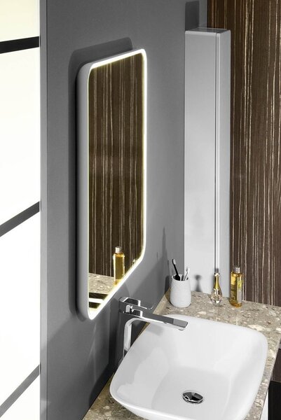 Sapho Sapho, FLOAT LED háttérvilágítású lekerekített tükör a keretben 600x800mm, fehér, 22572