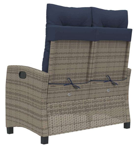 VidaXL szürke polyrattan dönthető kerti pad párnával