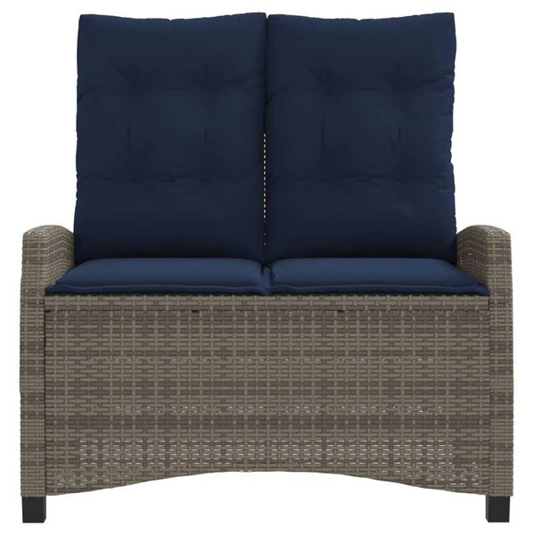 VidaXL szürke polyrattan dönthető kerti pad párnával