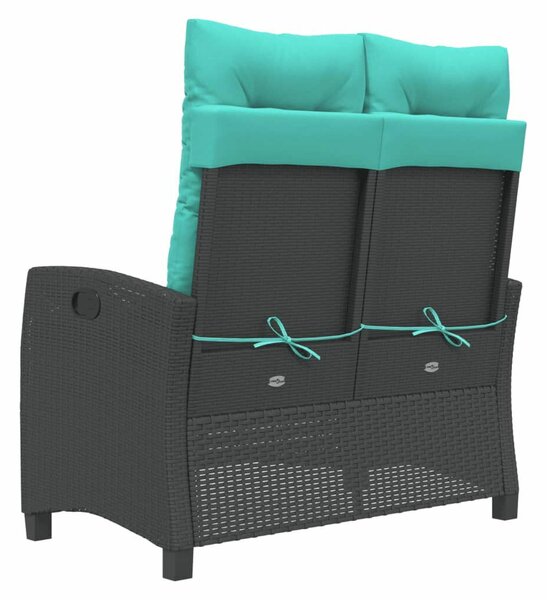 VidaXL fekete polyrattan dönthető kerti pad párnával