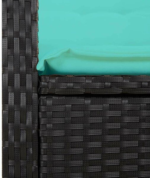 VidaXL fekete polyrattan dönthető kerti pad párnával