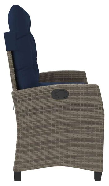 VidaXL szürke polyrattan dönthető kerti pad párnával