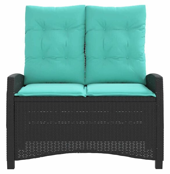 VidaXL fekete polyrattan dönthető kerti pad párnával