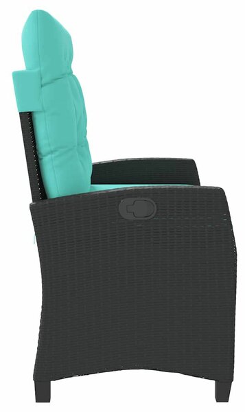 VidaXL fekete polyrattan dönthető kerti pad párnával