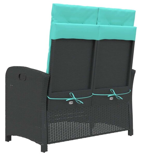 VidaXL fekete polyrattan dönthető kerti pad párnával