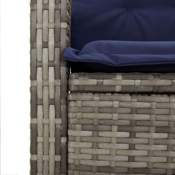 VidaXL szürke polyrattan dönthető kerti pad párnával