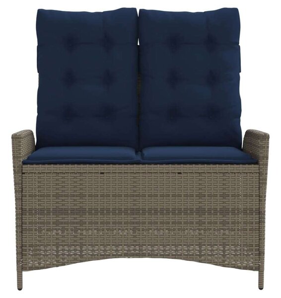 VidaXL szürke polyrattan dönthető kerti pad párnával