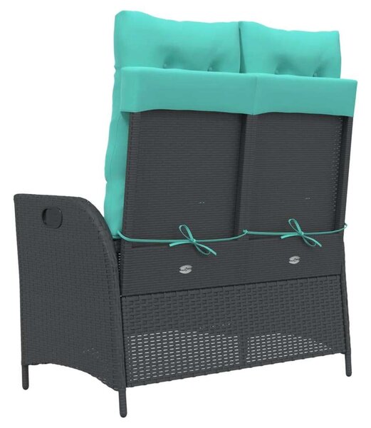 VidaXL fekete polyrattan dönthető kerti pad párnával