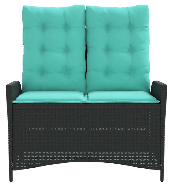 VidaXL fekete polyrattan dönthető kerti pad párnával