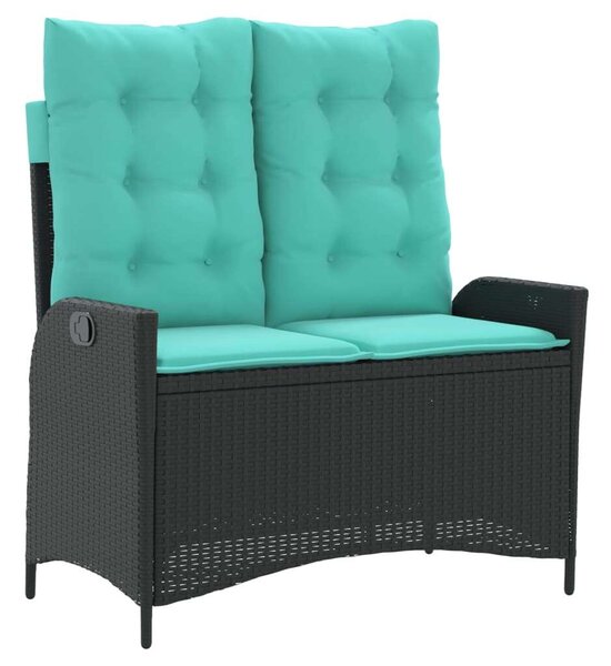 VidaXL fekete polyrattan dönthető kerti pad párnával