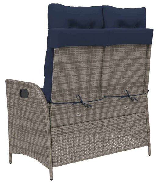 VidaXL szürke polyrattan dönthető kerti pad párnával