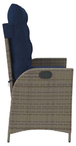 VidaXL szürke polyrattan dönthető kerti pad párnával