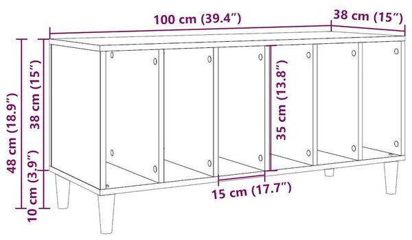 VidaXL antik fa színű szerelt fa hanglemezszekrény 100 x 38 x 48 cm