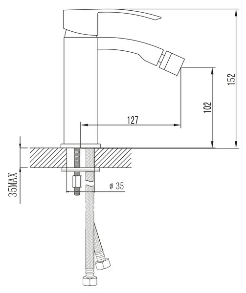 Sapho Sapho, GINKO 35 szabadon álló bidé keverő lefolyó nélkül, matt fekete, 1101-03B
